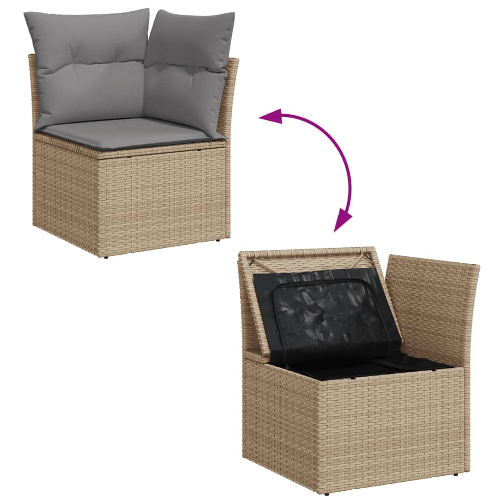 vidaXL 8-delige Loungeset met kussens poly rattan gemengd beige afbeelding