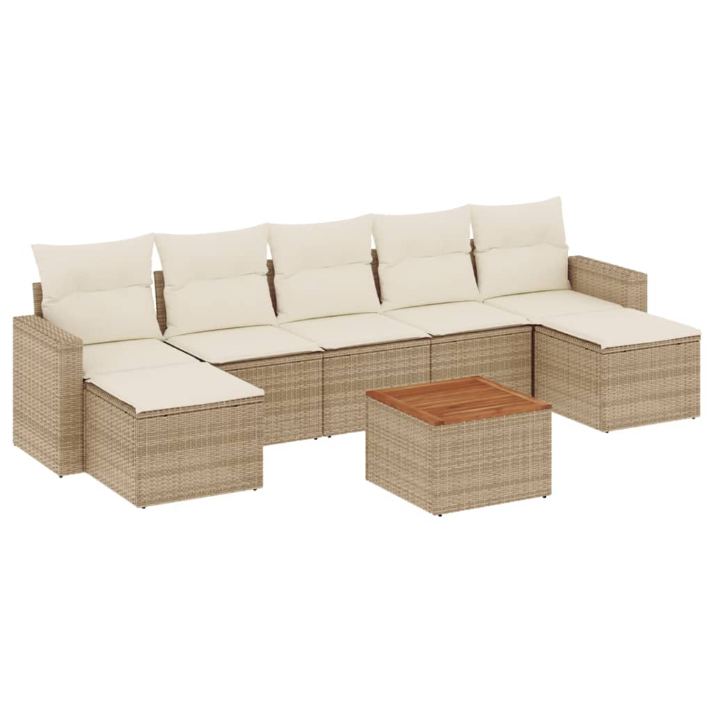 Thumbnail - vidaXL 8-tlg. Garten-Sofagarnitur mit Kissen Beige Poly Rattan