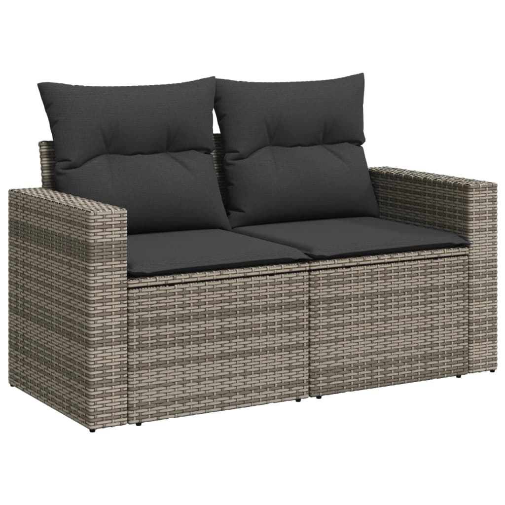 vidaXL 8-delige Loungeset met kussens poly rattan grijs afbeelding