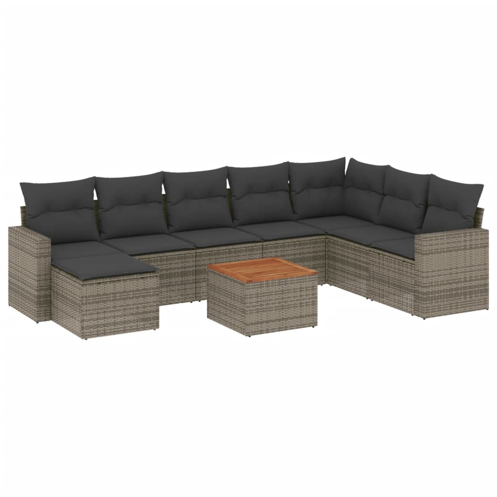 Thumbnail - vidaXL 9-tlg. Garten-Sofagarnitur mit Kissen Grau Poly Rattan