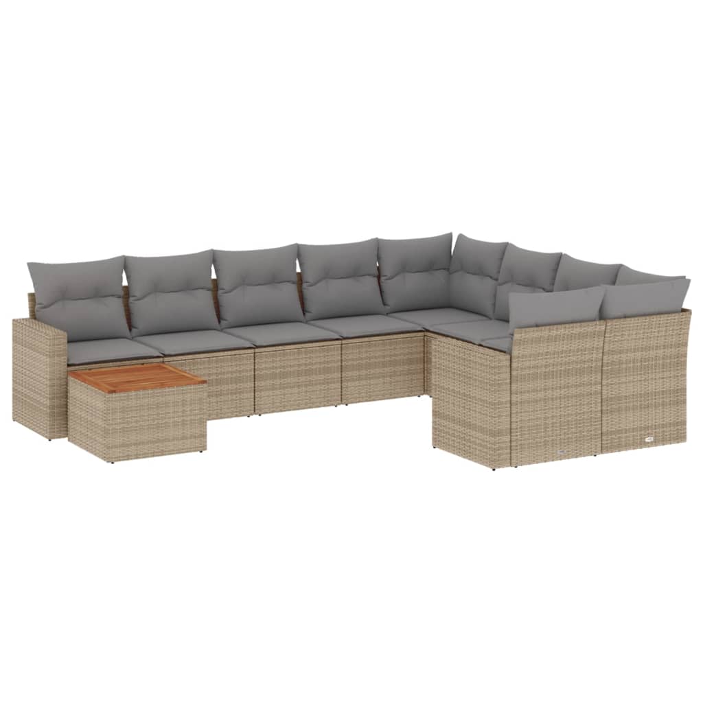 vidaXL Patio Sofa Set 9-Locuri Combinație bej și gri
