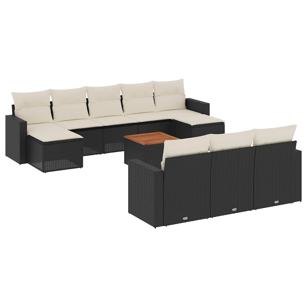 Thumbnail - vidaXL 11-tlg. Garten-Sofagarnitur mit Kissen Schwarz Poly Rattan