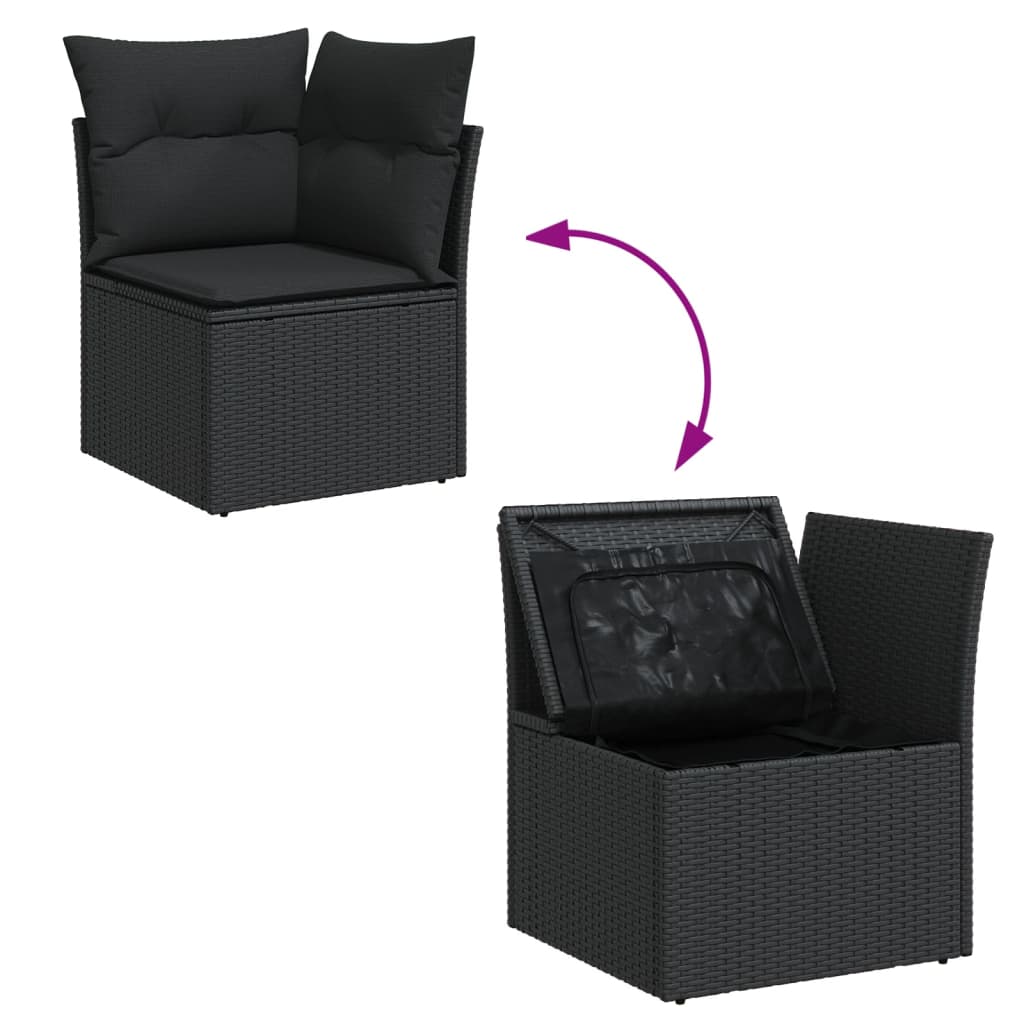 vidaXL 10-delige Loungeset met kussens poly rattan zwart afbeelding