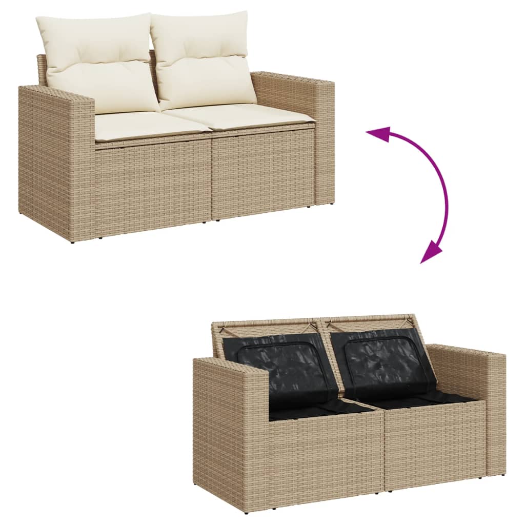 vidaXL 11 részes bézs polyrattan kerti ülőgarnitúra párnákkal