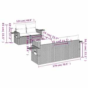 6dílná zahradní sedací souprava a podušky mix béžové polyratan - obrázek 3