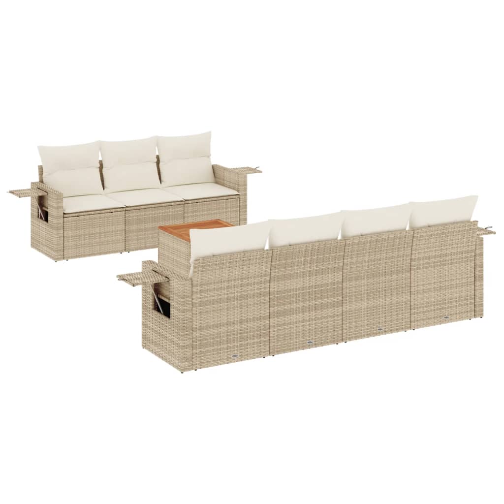 Thumbnail - vidaXL 8-tlg. Garten-Sofagarnitur mit Kissen Beige Poly Rattan