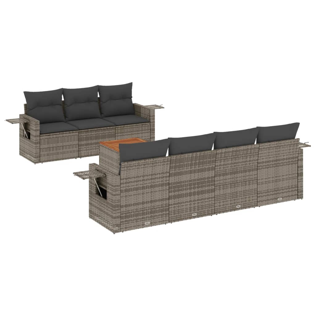 Thumbnail - vidaXL 8-tlg. Garten-Sofagarnitur mit Kissen Grau Poly Rattan