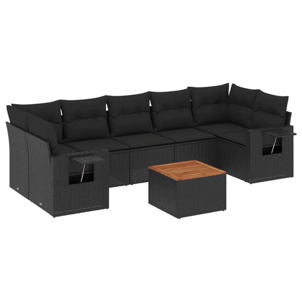 Thumbnail - vidaXL 8-tlg. Garten-Sofagarnitur mit Kissen Schwarz Poly Rattan
