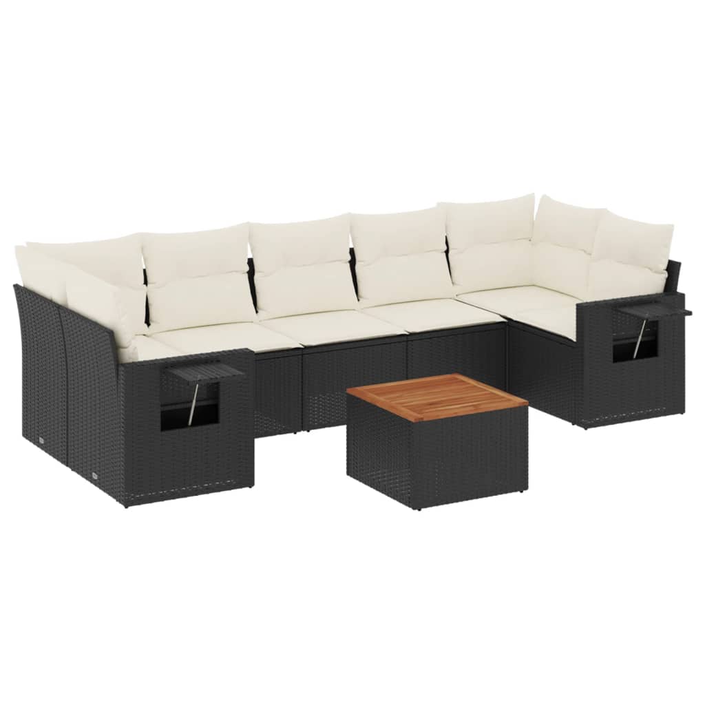 Thumbnail - vidaXL 8-tlg. Garten-Sofagarnitur mit Kissen Schwarz Poly Rattan