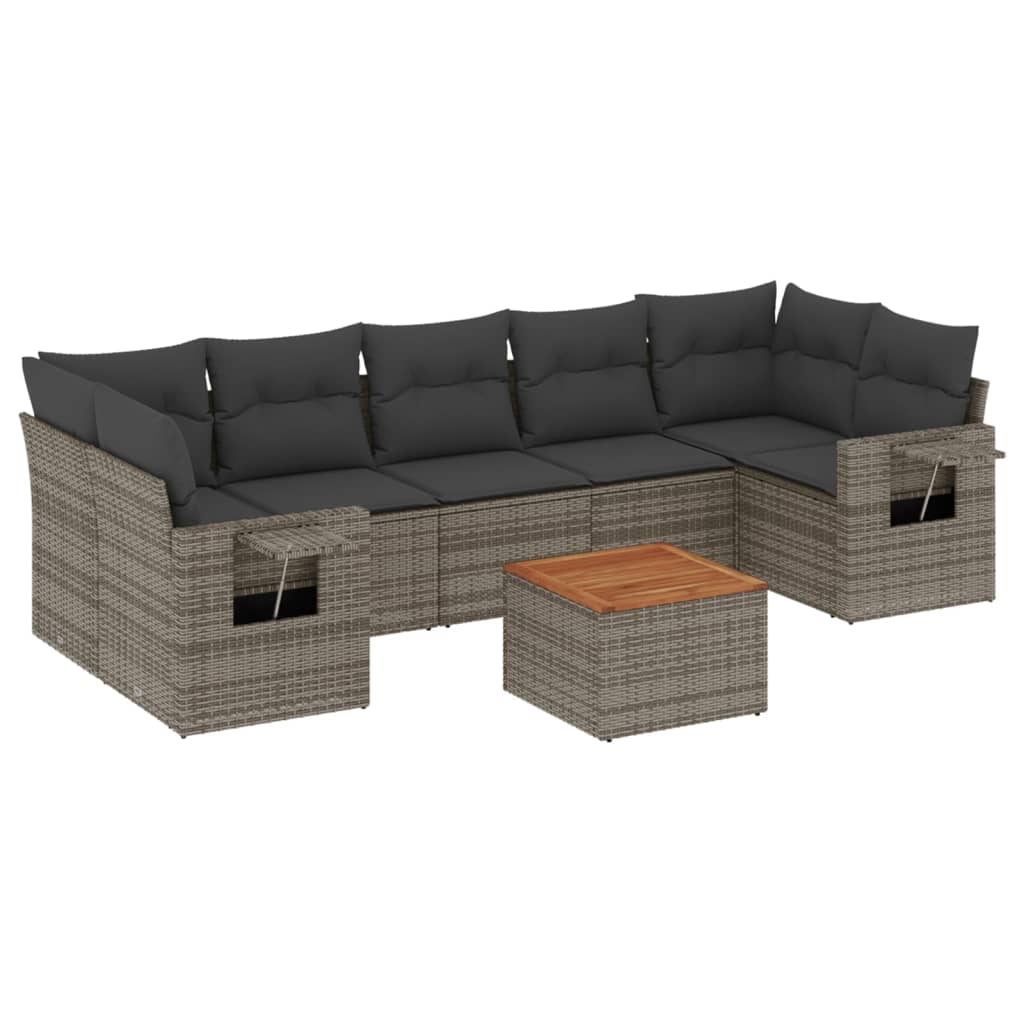 Thumbnail - vidaXL 8-tlg. Garten-Sofagarnitur mit Kissen Grau Poly Rattan