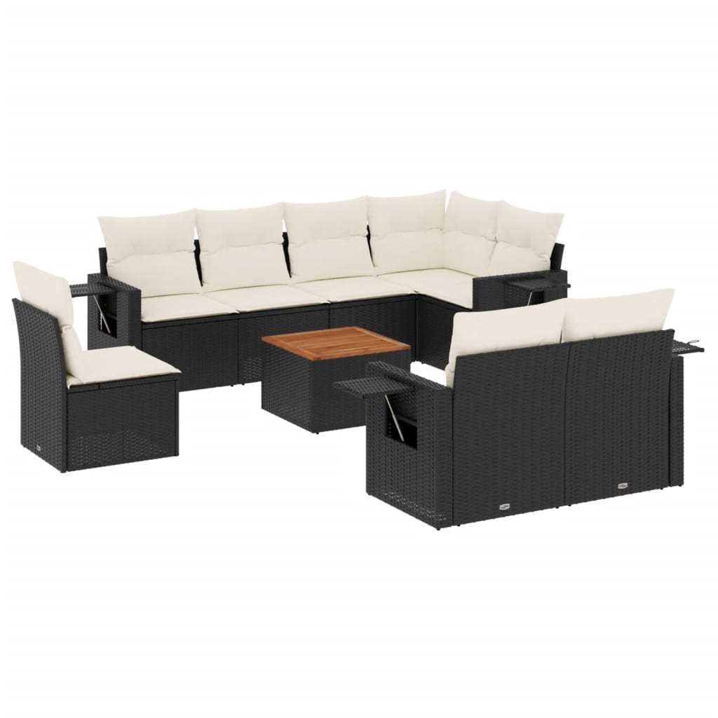 Thumbnail - vidaXL 9-tlg. Garten-Sofagarnitur mit Kissen Schwarz Poly Rattan