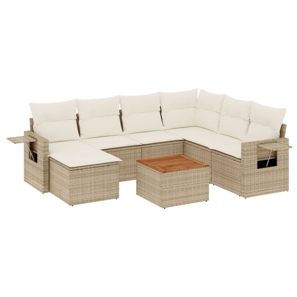 Thumbnail - vidaXL 8-tlg. Garten-Sofagarnitur mit Kissen Beige Poly Rattan