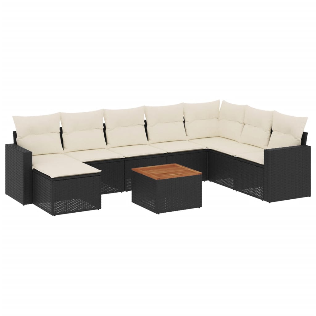 Thumbnail - vidaXL 9-tlg. Garten-Sofagarnitur mit Kissen Schwarz Poly Rattan