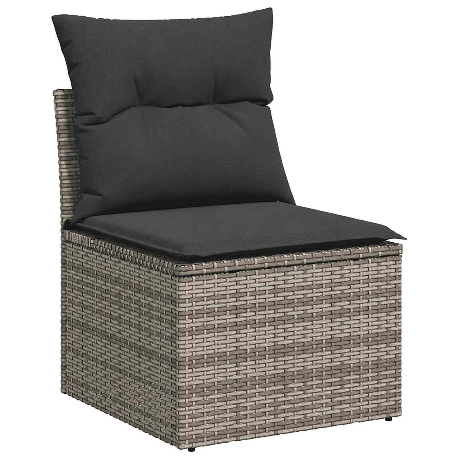 vidaXL 10-delige Loungeset met kussens poly rattan grijs, foto 3