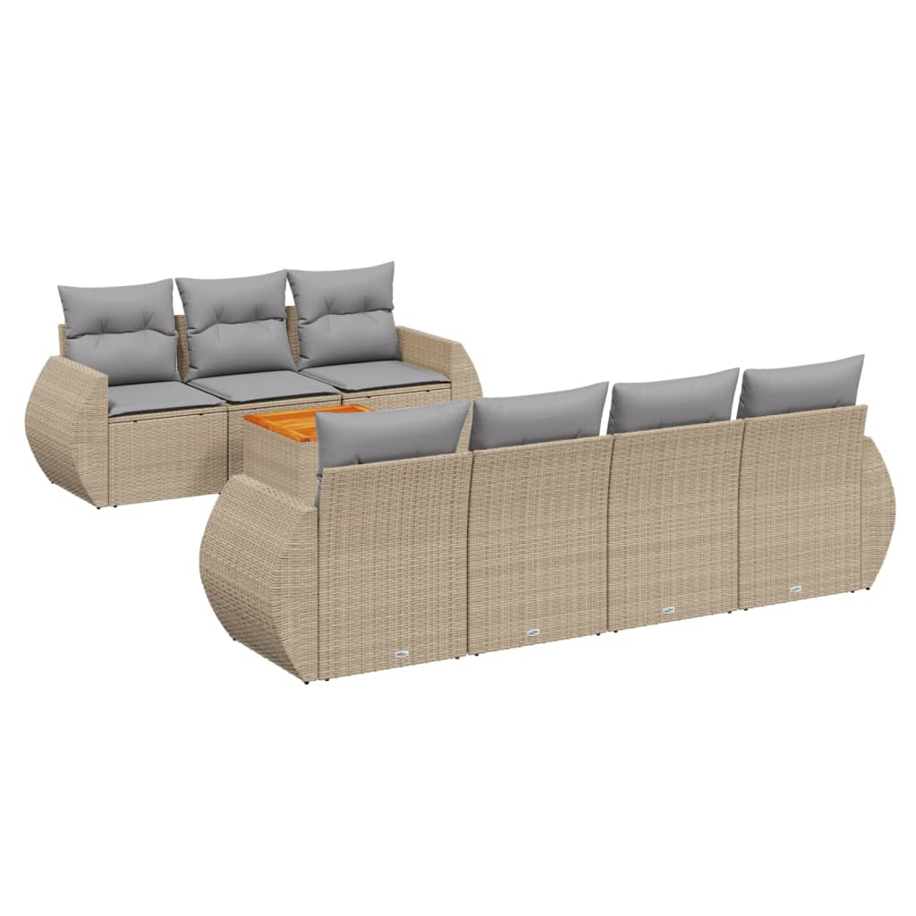 Thumbnail - vidaXL 8-tlg. Garten-Sofagarnitur mit Kissen Beige Poly Rattan