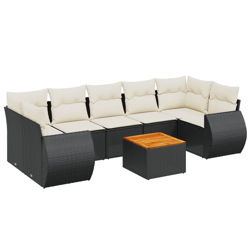 Thumbnail - vidaXL 8-tlg. Garten-Sofagarnitur mit Kissen Schwarz Poly Rattan
