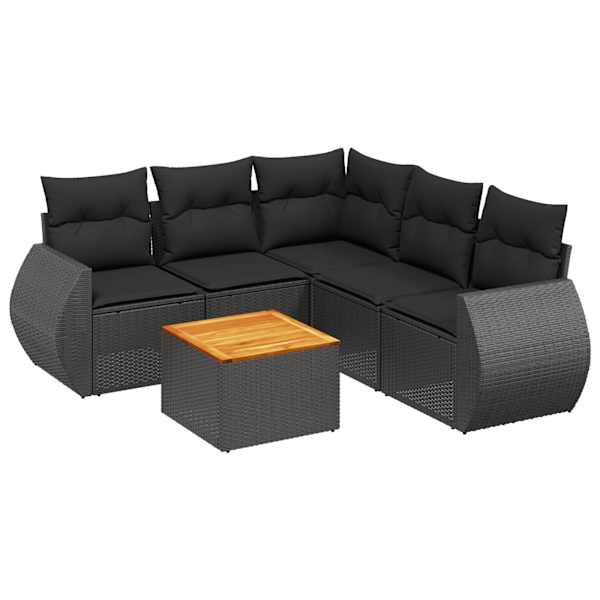 vidaXL 6-osaline aiadiivani komplekt patjadega, must, pol&uuml;rotang