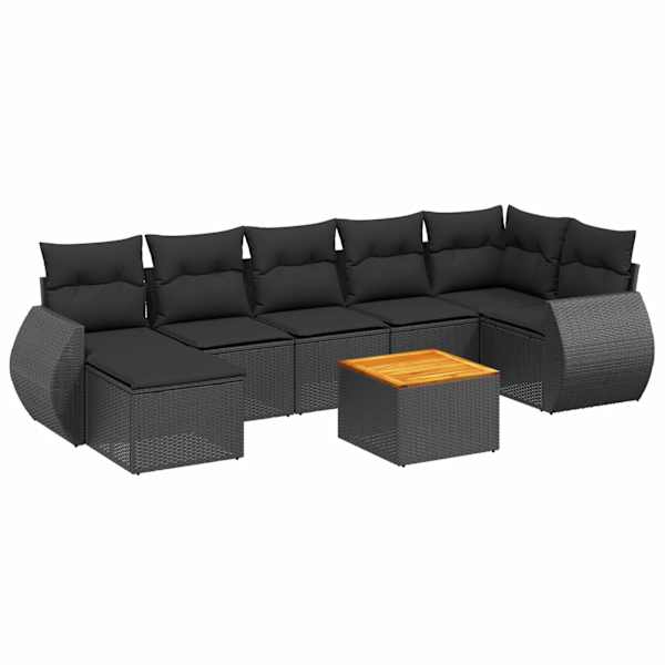 vidaXL 8-osaline aiadiivani komplekt patjadega, must, pol&uuml;rotang