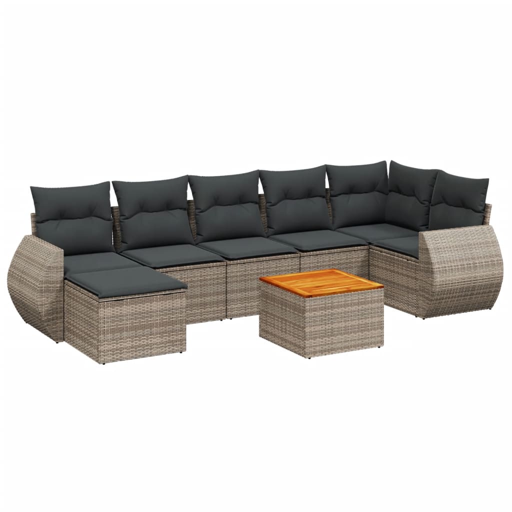 Thumbnail - vidaXL 8-tlg. Garten-Sofagarnitur mit Kissen Grau Poly Rattan