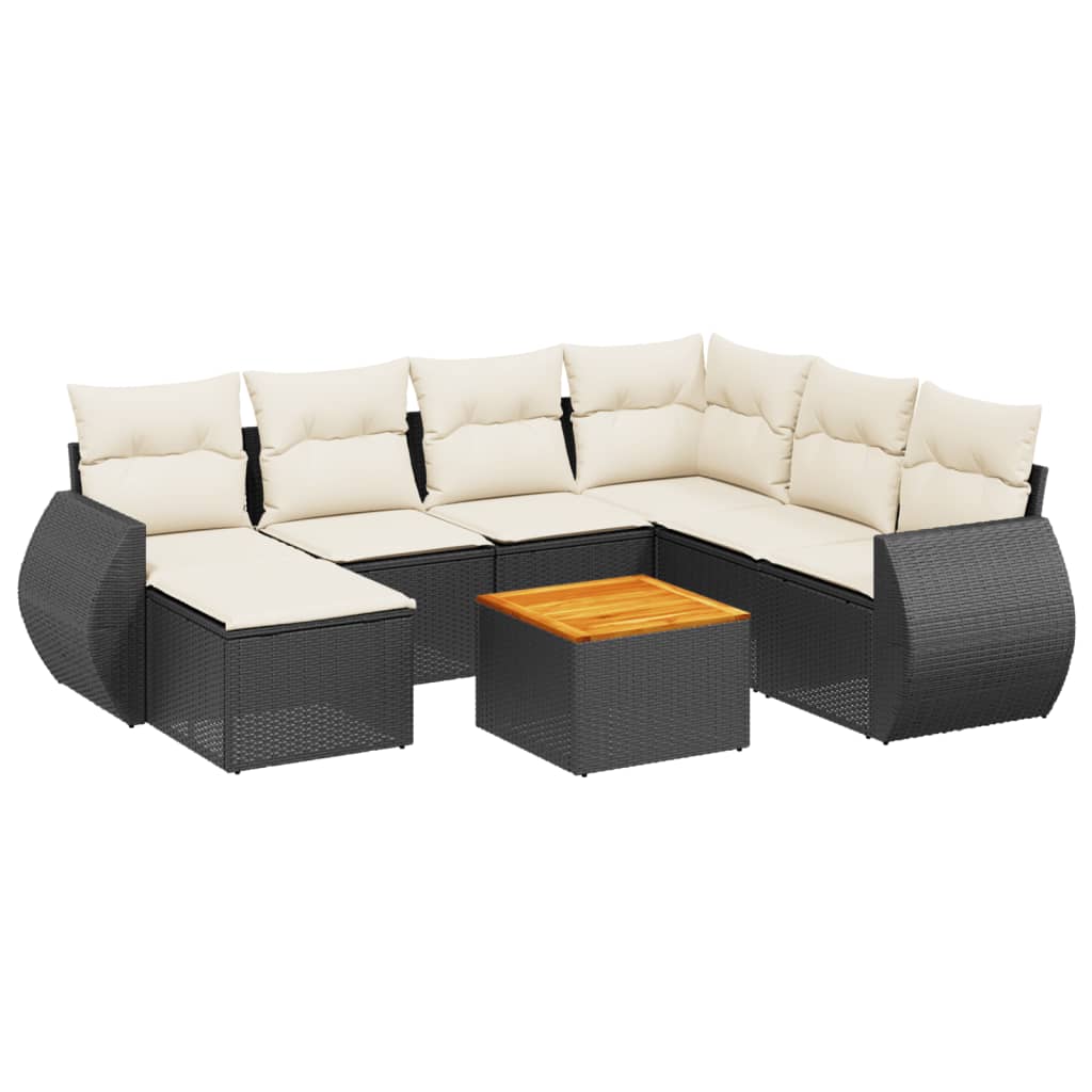Thumbnail - vidaXL 8-tlg. Garten-Sofagarnitur mit Kissen Schwarz Poly Rattan