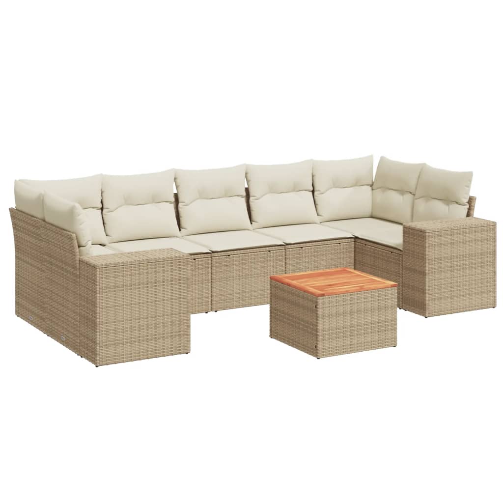 Thumbnail - vidaXL 8-tlg. Garten-Sofagarnitur mit Kissen Beige Poly Rattan