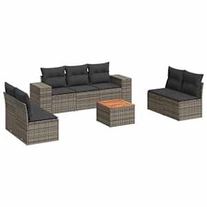 vidaXL 8-osaline aiadiivani komplekt patjadega, hall, pol&uuml;rotang