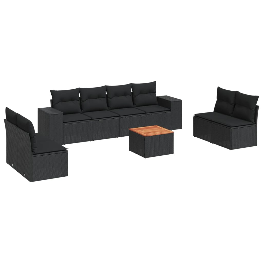 Thumbnail - vidaXL 9-tlg. Garten-Sofagarnitur mit Kissen Schwarz Poly Rattan