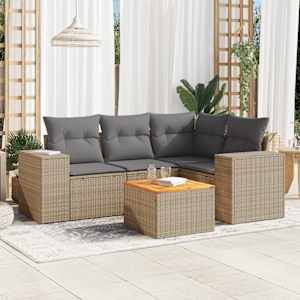 Vrtna sedežna garnitura 5-delna z blazinami bež poli ratan