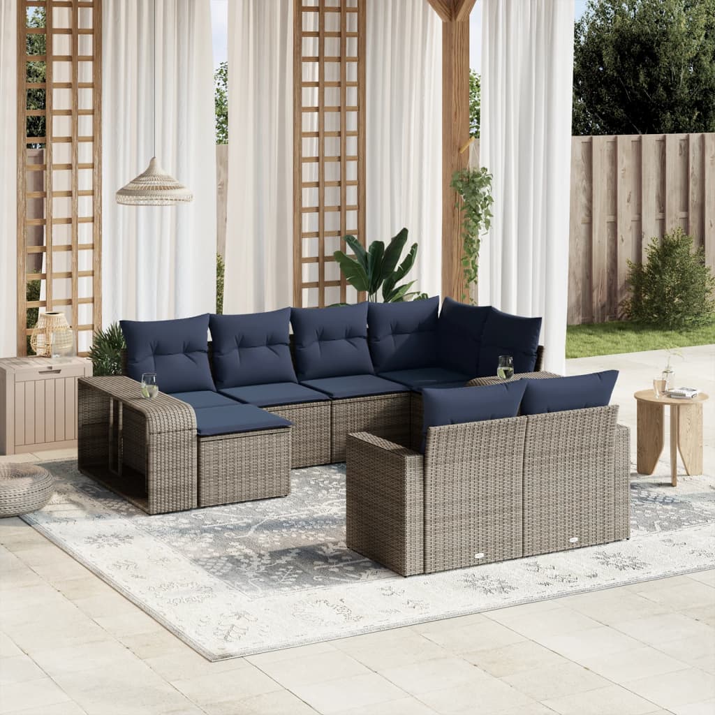 sofasæt til haven 10 dele med hynder polyrattan grå
