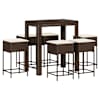 vidaXL 7-osaline aiabaari komplekt patjadega, pruun, pol&uuml;rotang
