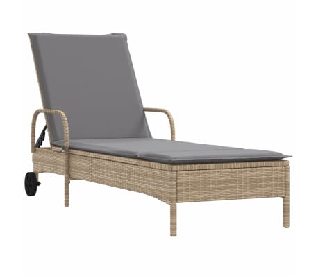 vidaXL liggestole 2 stk. med hynder polyrattan beige