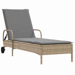 vidaXL liggestole 2 stk. med hynder polyrattan beige