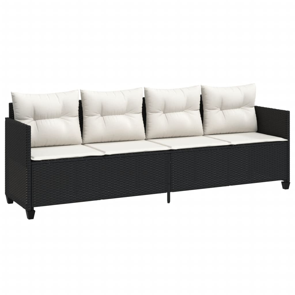 vidaXL 5-delige Loungeset met kussens poly rattan zwart afbeelding