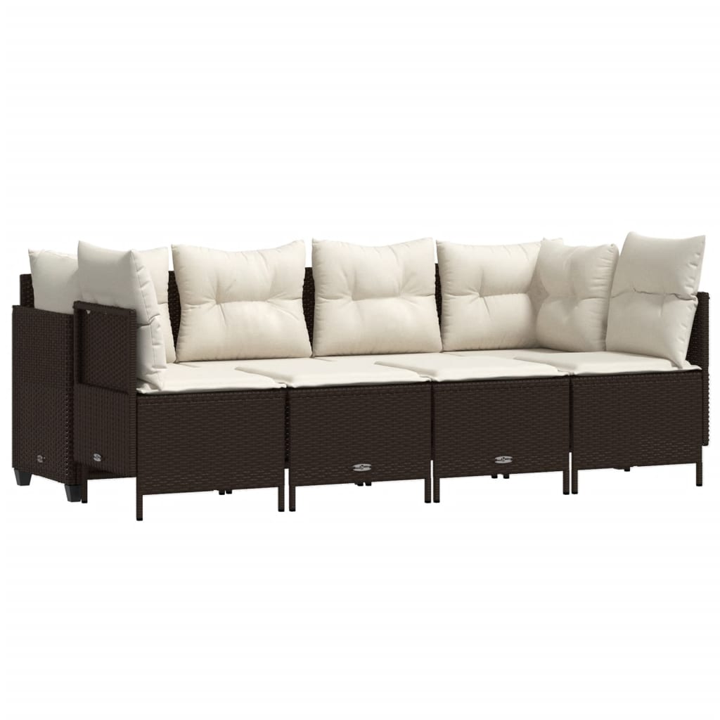 Thumbnail - vidaXL 5-tlg. Garten-Sofagarnitur mit Kissen Braun Poly Rattan