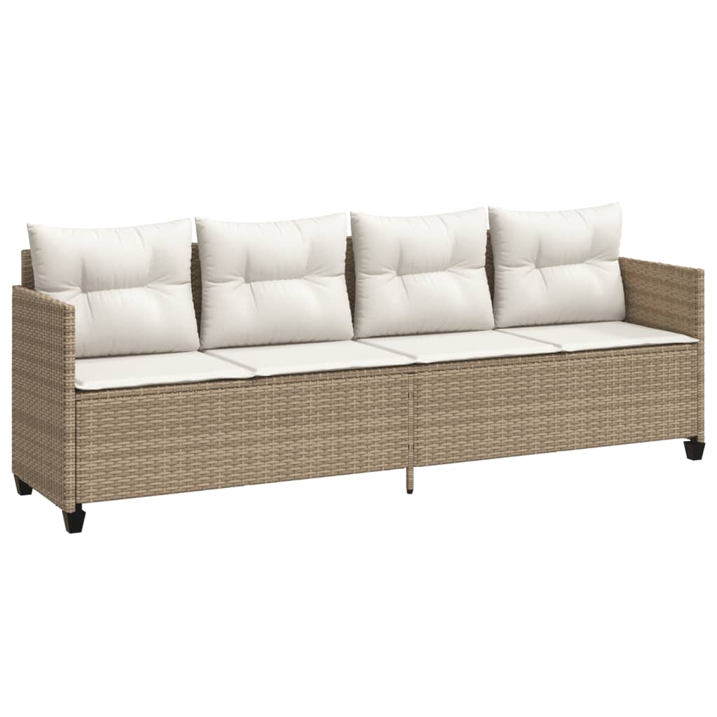 vidaXL 5-delige Loungeset met kussens poly rattan beige afbeelding