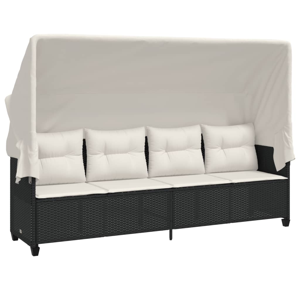 Thumbnail - vidaXL 5-tlg. Garten-Sofagarnitur mit Kissen Schwarz Poly Rattan