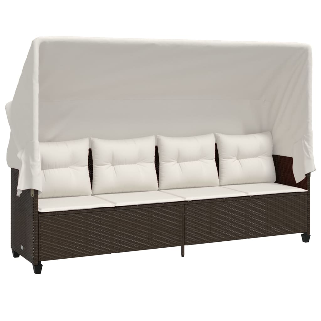 vidaXL 5-delige Loungeset met kussens poly rattan bruin afbeelding
