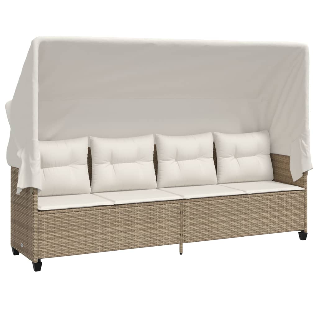 vidaXL 5-delige Loungeset met kussens poly rattan beige afbeelding