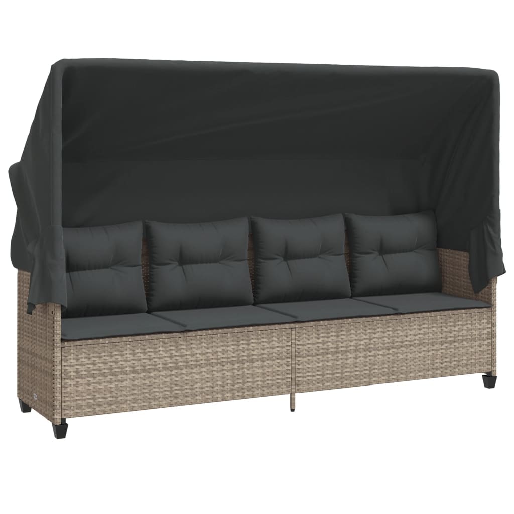 vidaXL 5-delige Loungeset met kussens poly rattan lichtgrijs afbeelding