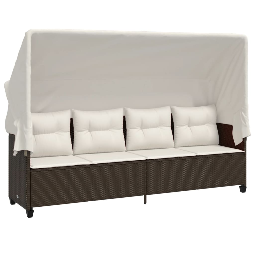 vidaXL 5-delige Loungeset met kussens poly rattan bruin afbeelding