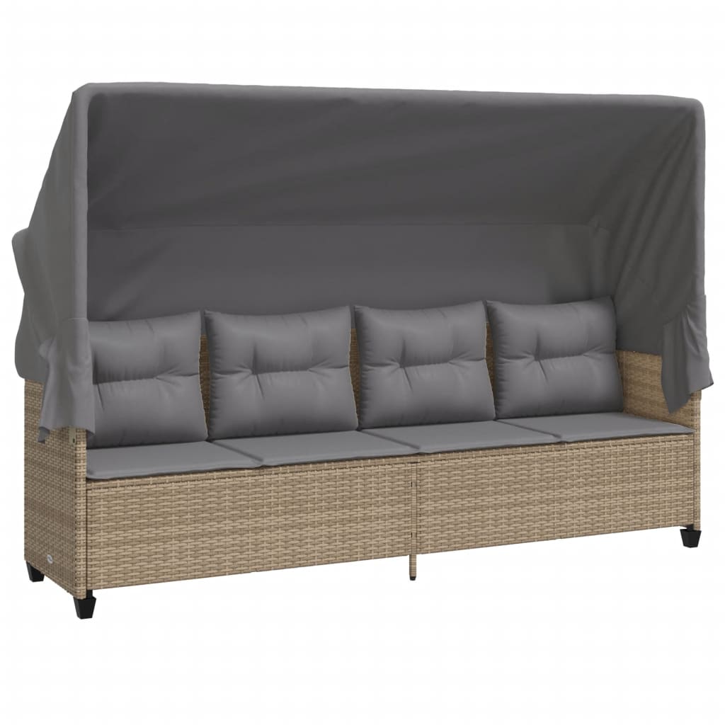 vidaXL 5-delige Loungeset met kussens poly rattan beige afbeelding