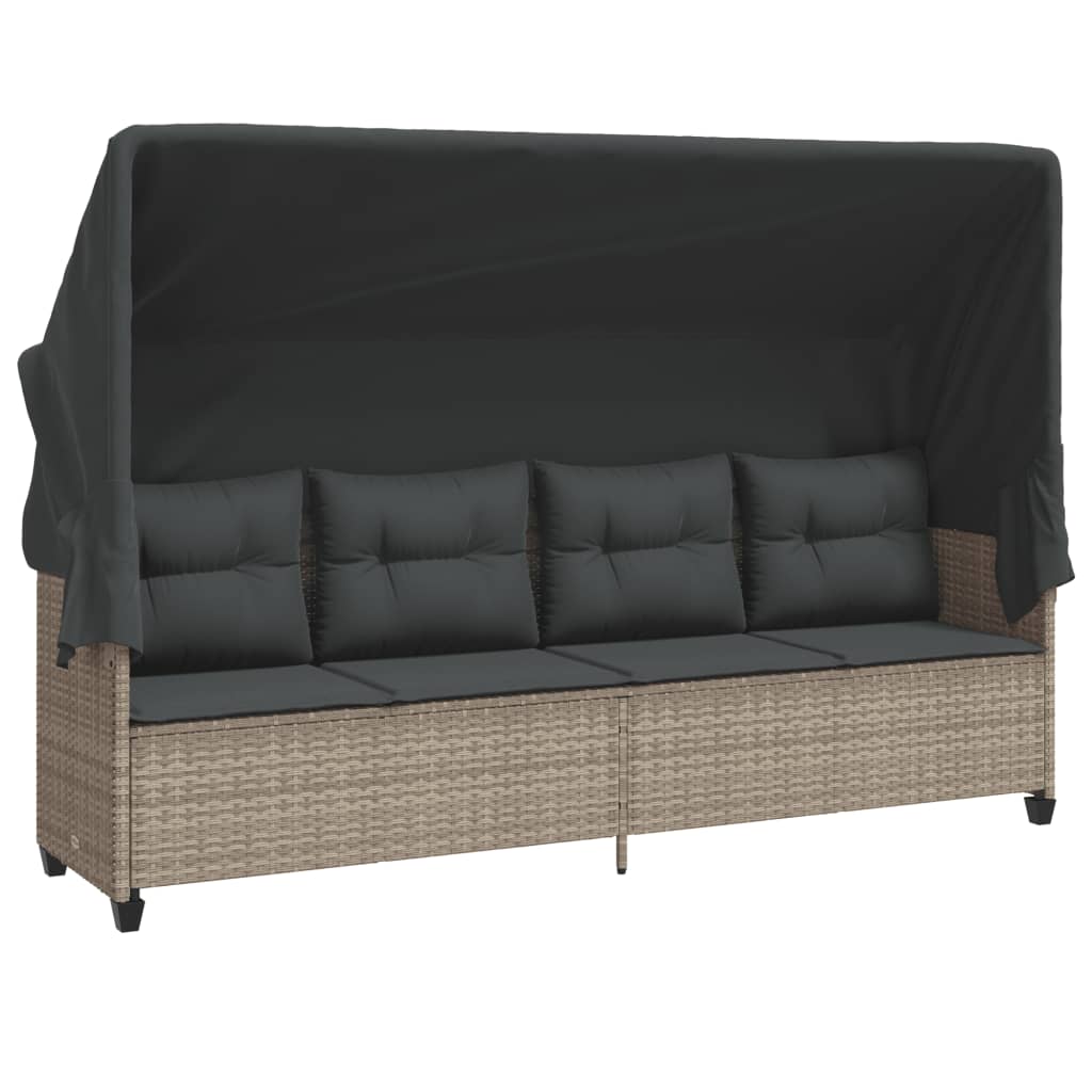 vidaXL 5-delige Loungeset met kussens poly rattan lichtgrijs afbeelding