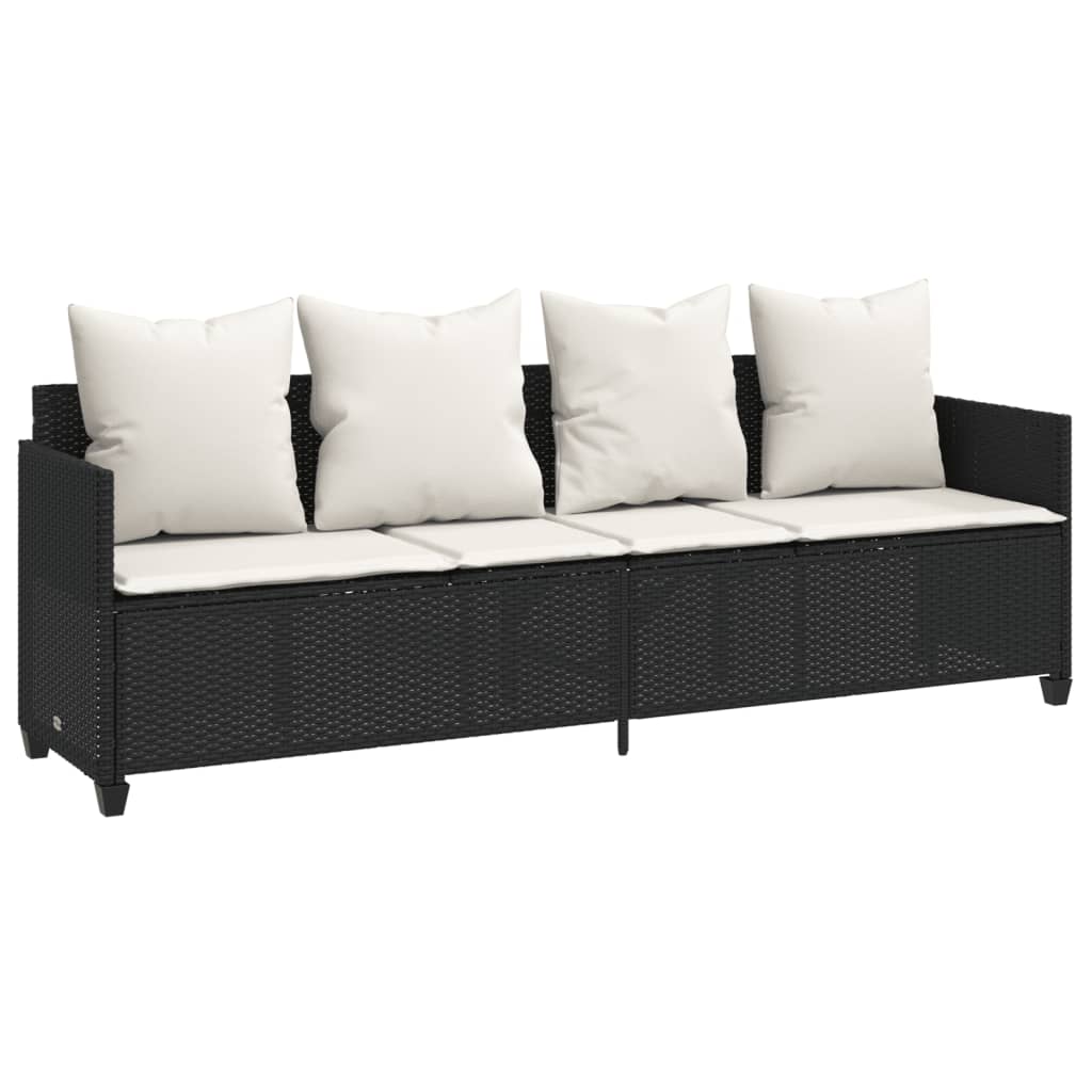 vidaXL 5-delige Loungeset met kussens poly rattan zwart afbeelding