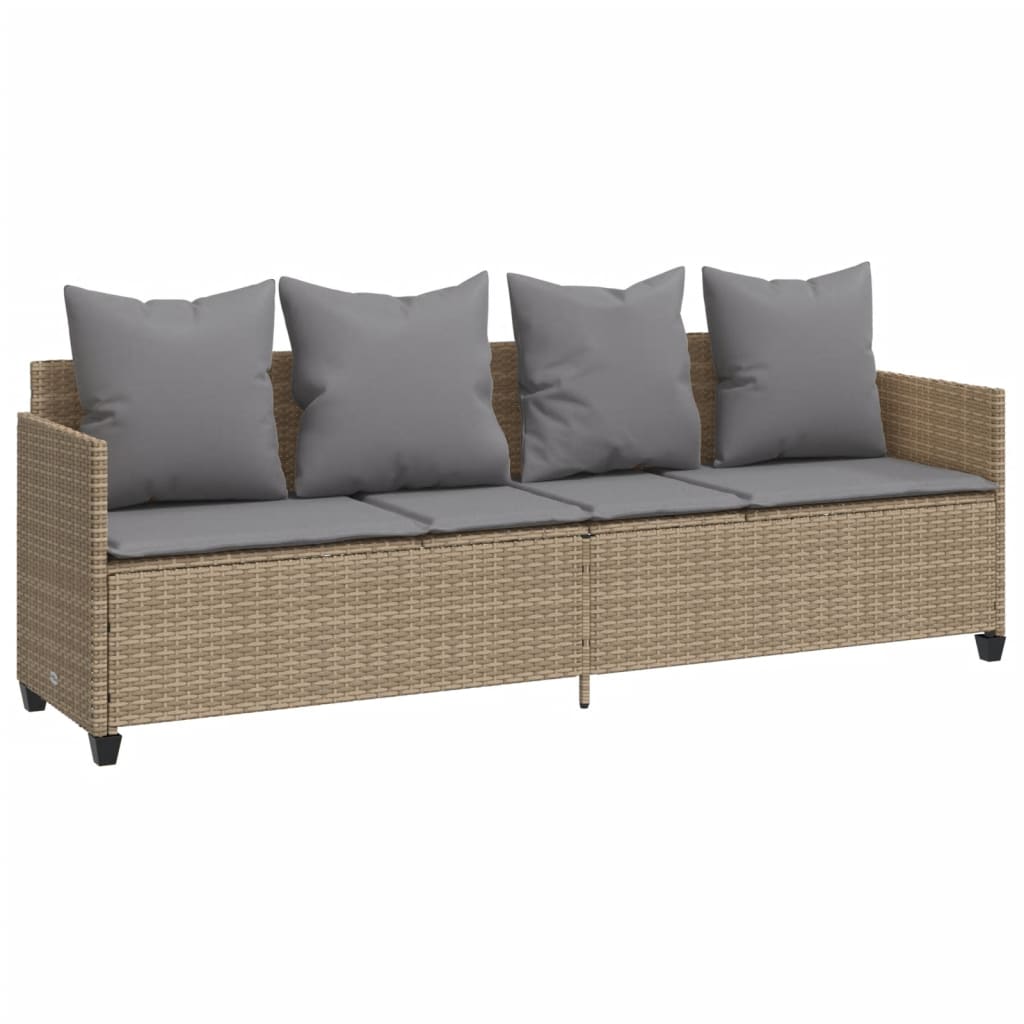 Thumbnail - vidaXL 5-tlg. Garten-Sofagarnitur mit Kissen Beige Poly Rattan