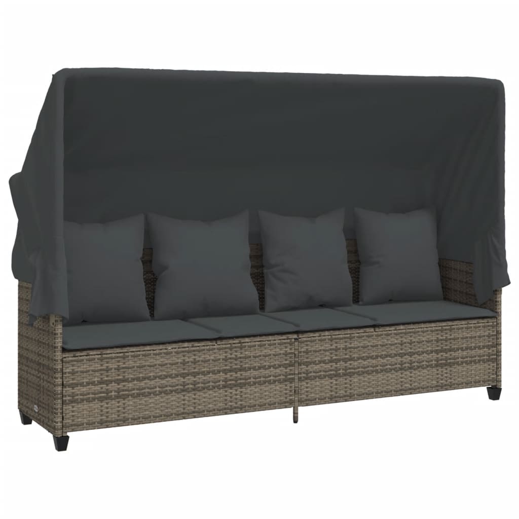 vidaXL 5-delige Loungeset met kussens poly rattan grijs afbeelding