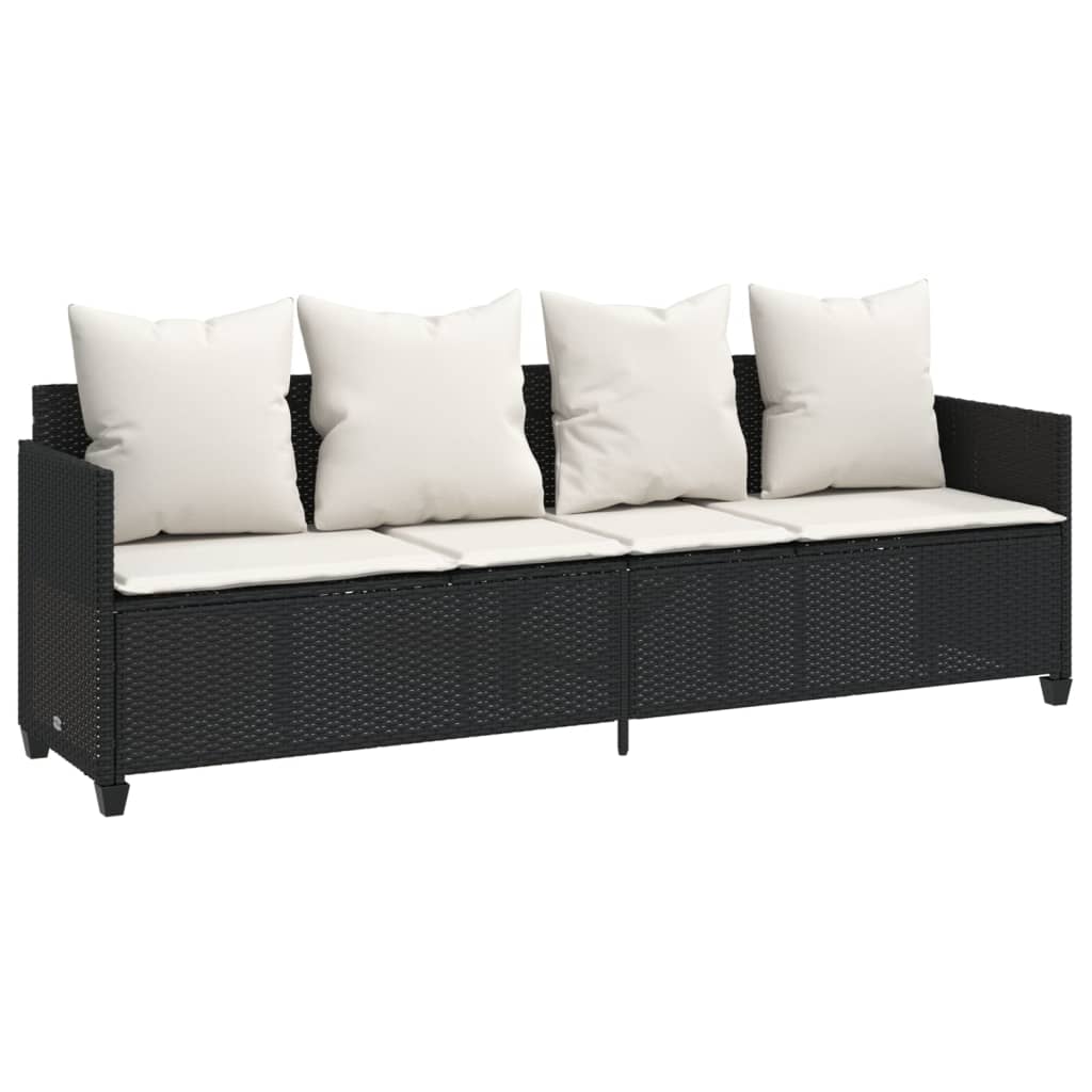 vidaXL 5-delige Loungeset met kussens poly rattan zwart afbeelding
