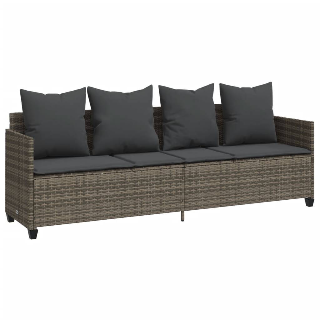 vidaXL 5-delige Loungeset met kussens poly rattan grijs afbeelding