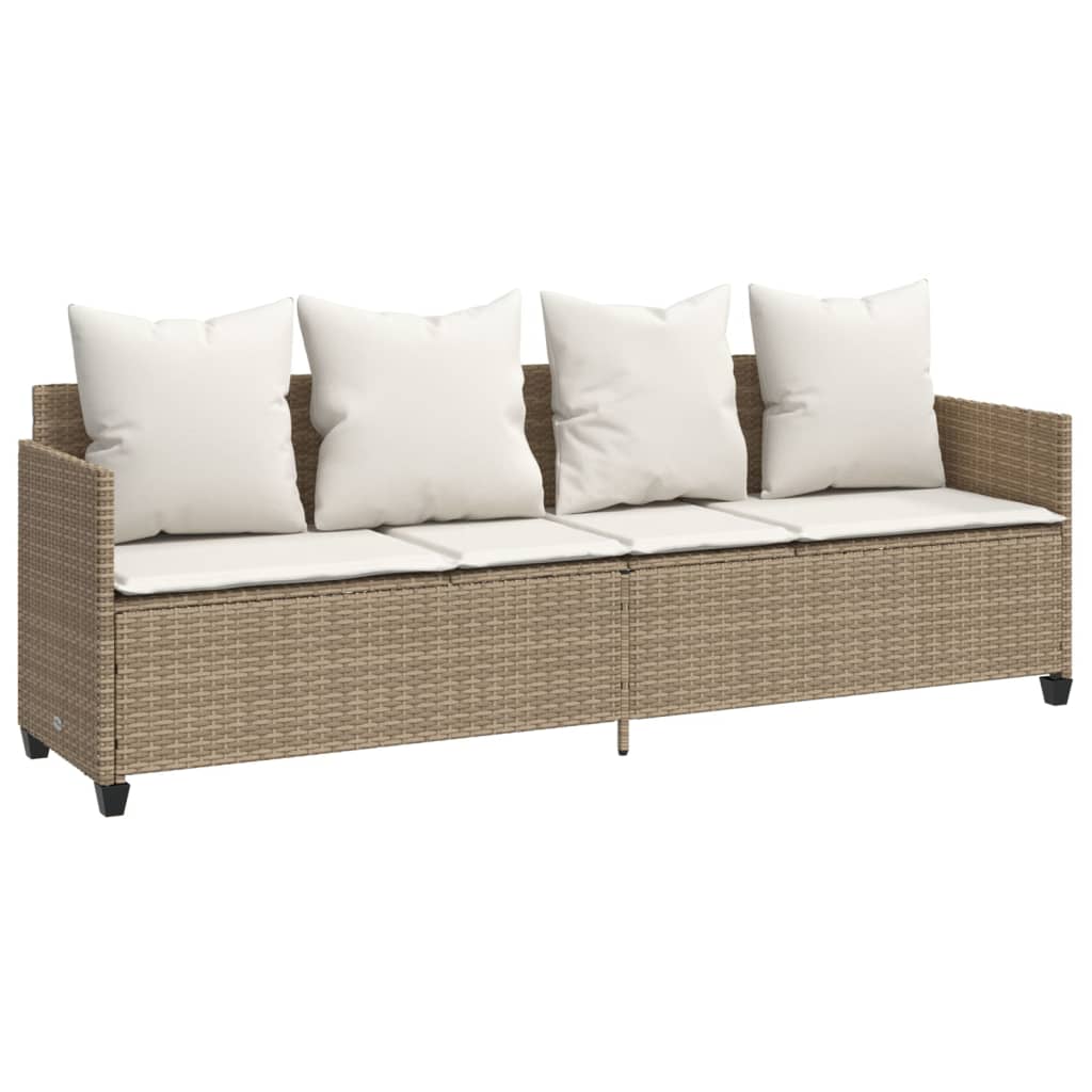 vidaXL 5-delige Loungeset met kussens poly rattan beige afbeelding