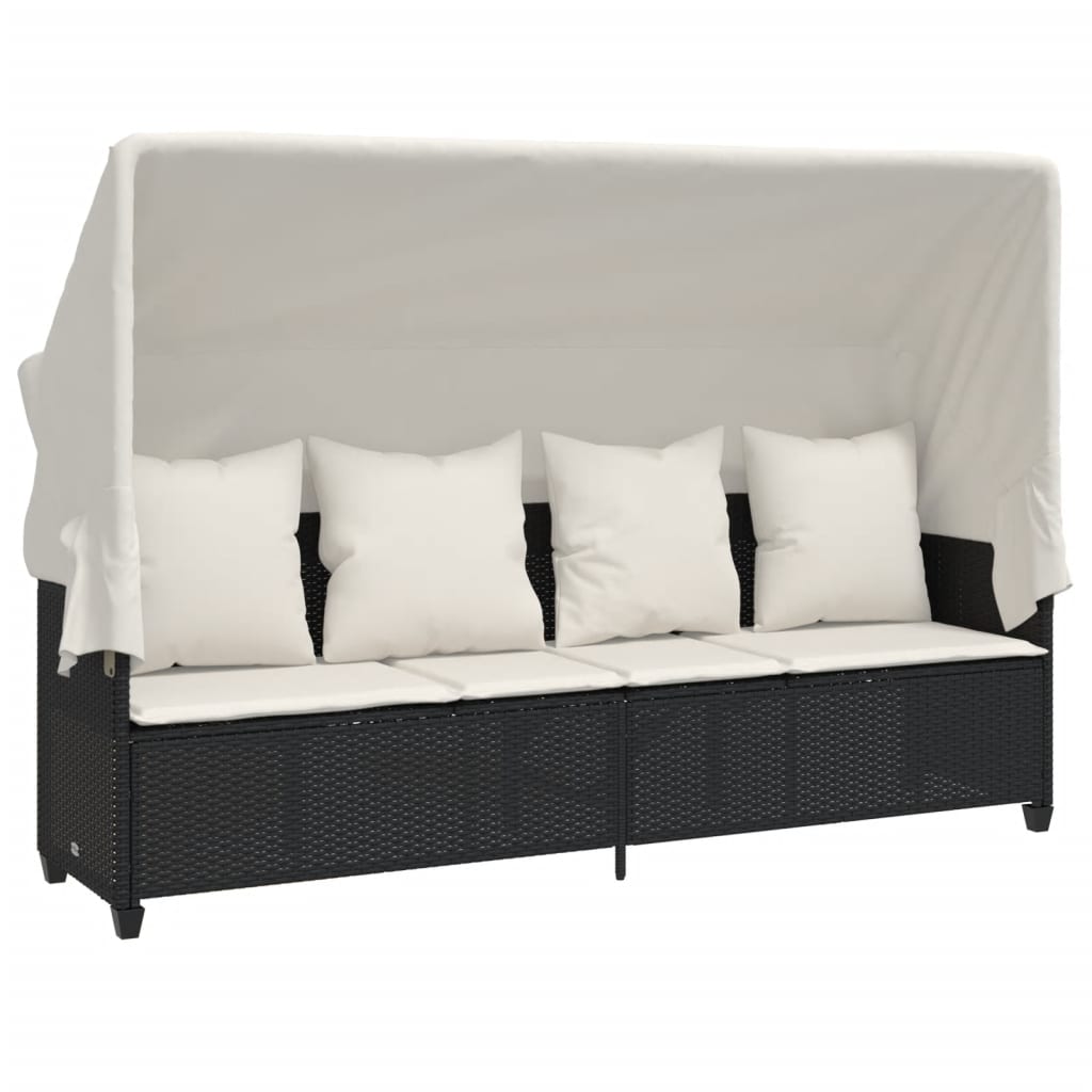 vidaXL 5-delige Loungeset met kussens poly rattan zwart afbeelding