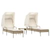 vidaXL p&auml;evitustoolid koos varikatuse ja lauaga 2 tk, beež, pol&uuml;rotang